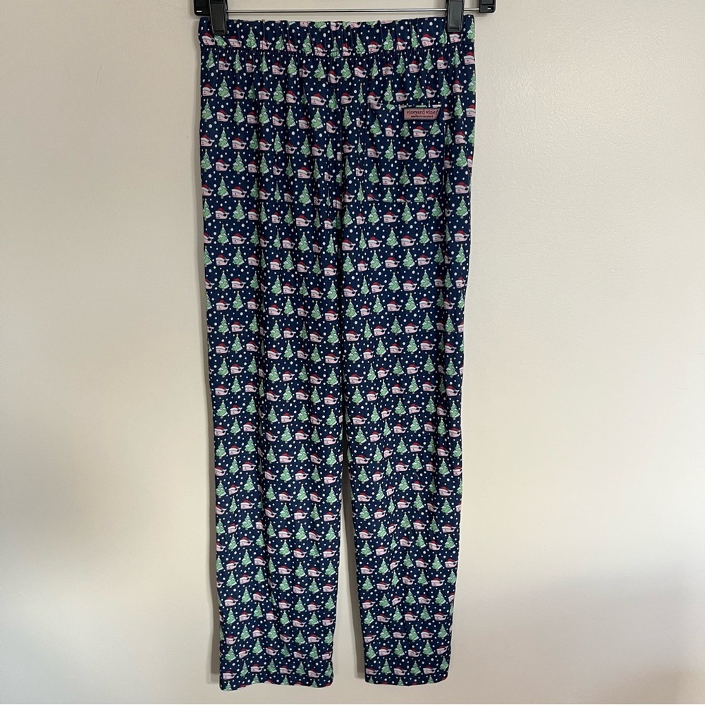 Vineyard Vines Santa Whale Christmas Sleep Bottoms pajama pants Blue Sz L Kid PJ - Picture 9 of 9